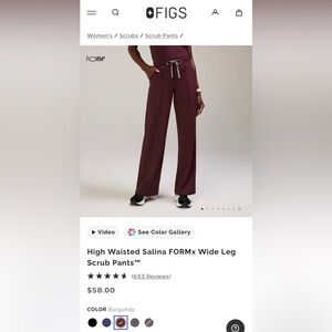 Figs Women's High Waisted Wide Leg Pants in Burgundy